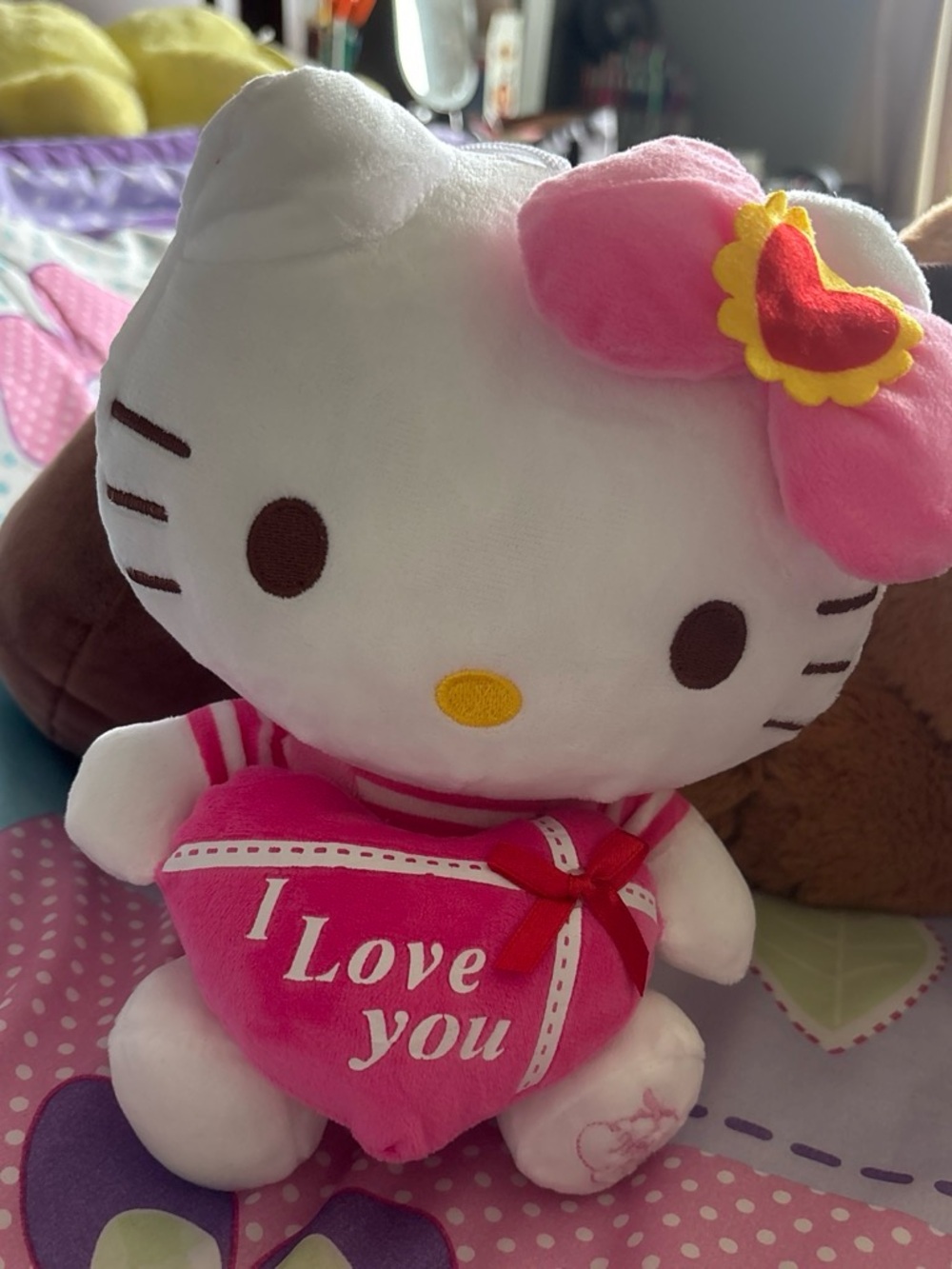 Hello Kitty Pink & White Plush with Heart